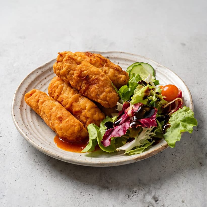 After — Fried tenders with salad before and after PlateRefresh relight