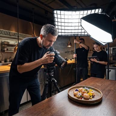 David — PlateRefresh founder — photographing a dish in a restaurant kitchen